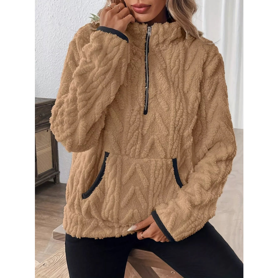 Full Size Fleece Half Zip Sweatshirt Plus Size Apparel and Accessories