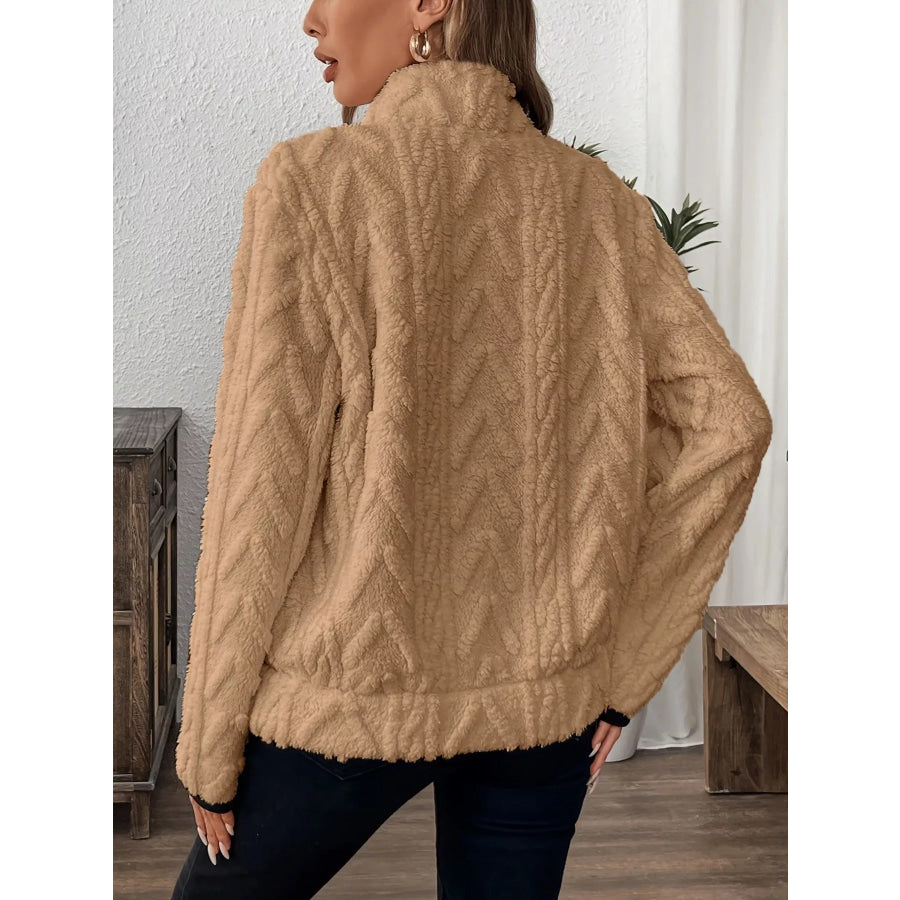 Full Size Fleece Half Zip Sweatshirt Plus Size Apparel and Accessories