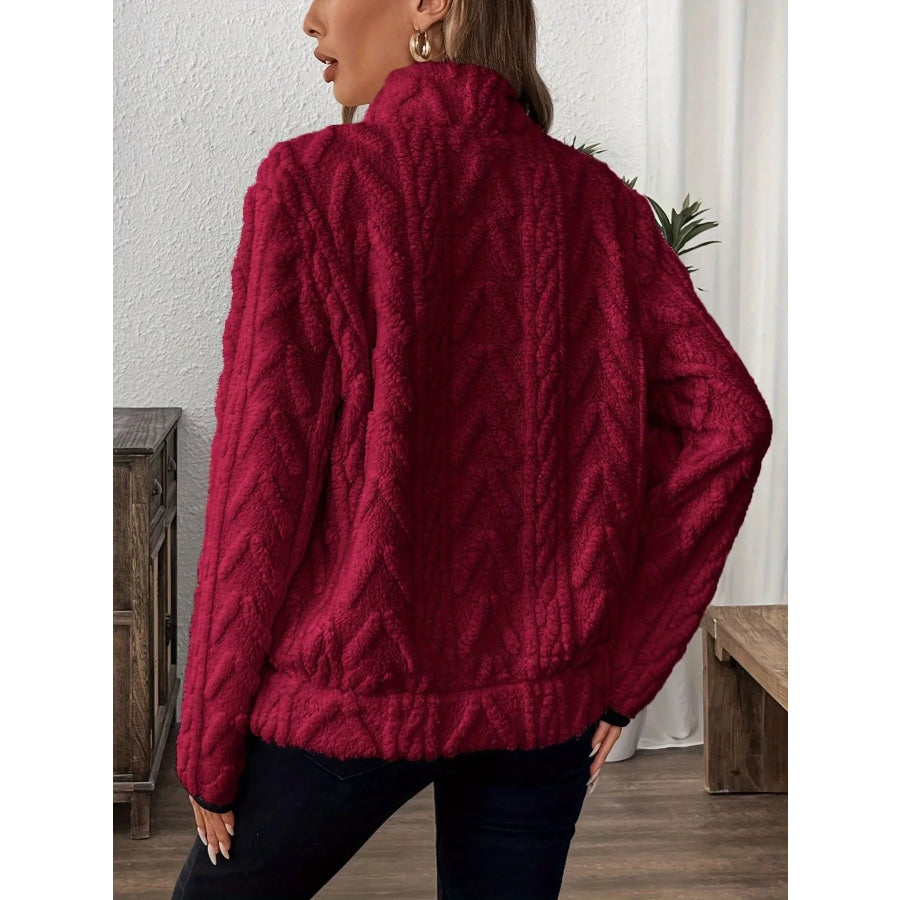 Full Size Fleece Half Zip Sweatshirt Plus Size Apparel and Accessories