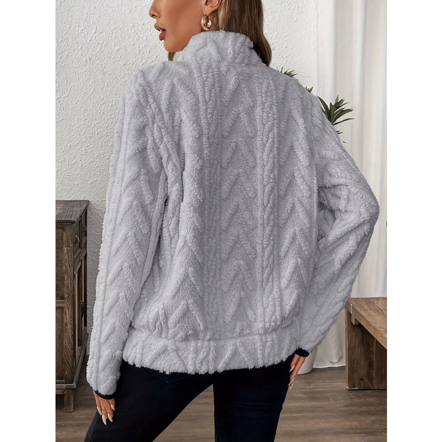 Full Size Fleece Half Zip Sweatshirt Plus Size Apparel and Accessories