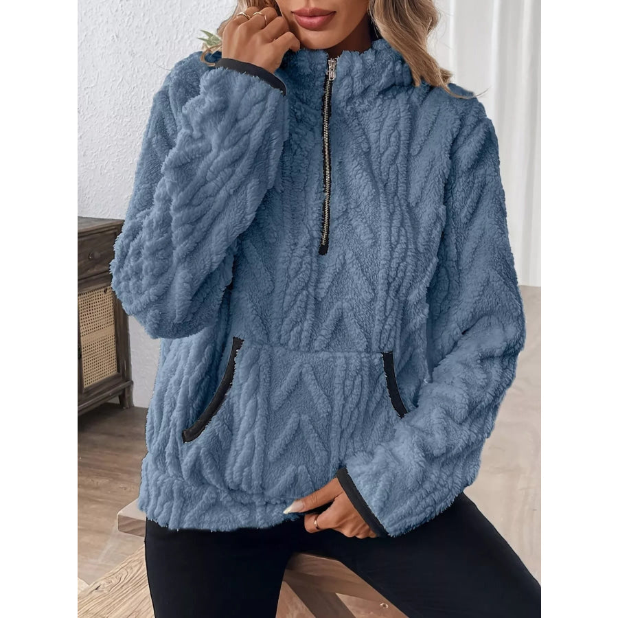 Full Size Fleece Half Zip Sweatshirt Plus Size Apparel and Accessories