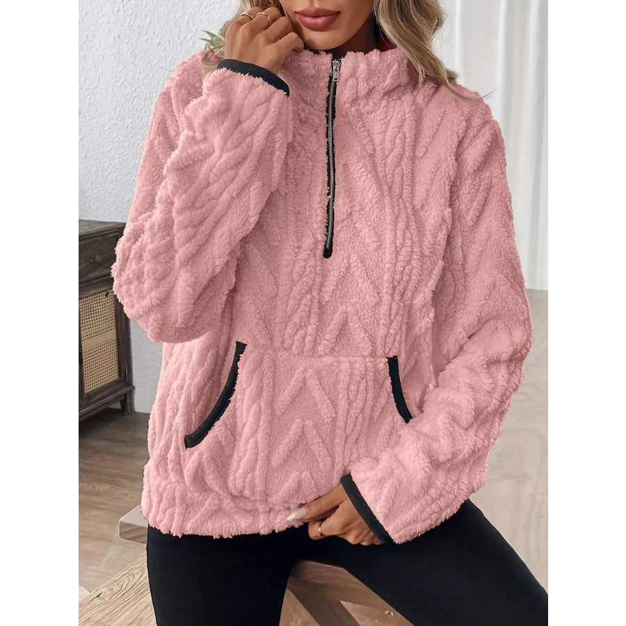 Full Size Fleece Half Zip Sweatshirt Plus Size Apparel and Accessories
