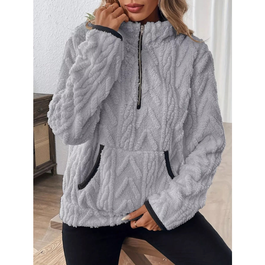 Full Size Fleece Half Zip Sweatshirt Plus Size Apparel and Accessories