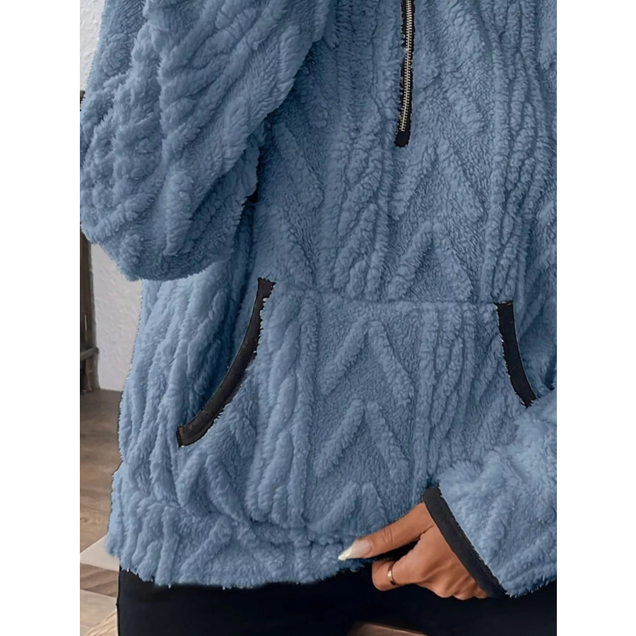 Full Size Fleece Half Zip Sweatshirt Plus Size Apparel and Accessories