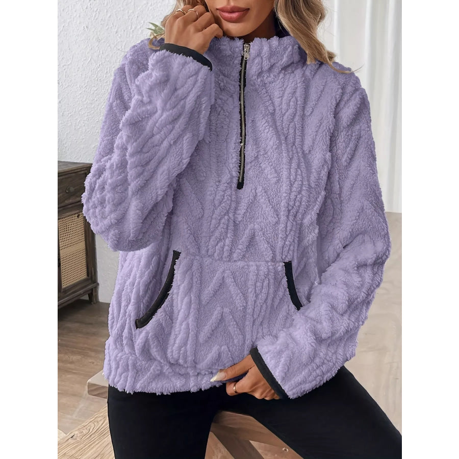 Full Size Fleece Half Zip Sweatshirt Plus Size Apparel and Accessories