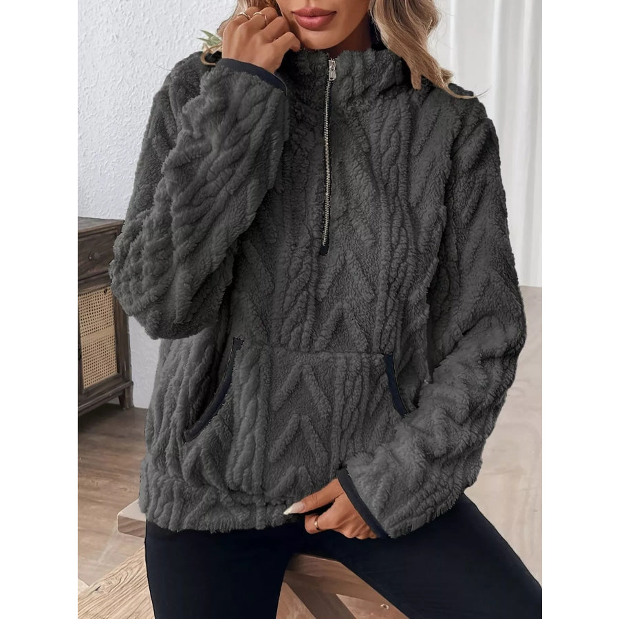 Full Size Fleece Half Zip Sweatshirt Plus Size Apparel and Accessories