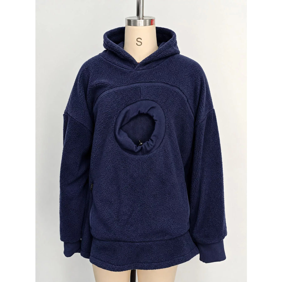 Full Size Fleece Pet-Carrying Hoodie with Cat Pouch Plus Apparel and Accessories