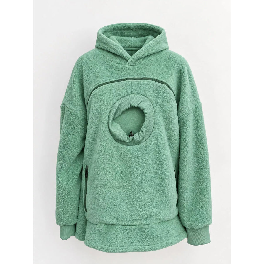 Full Size Fleece Pet-Carrying Hoodie with Cat Pouch Plus Apparel and Accessories