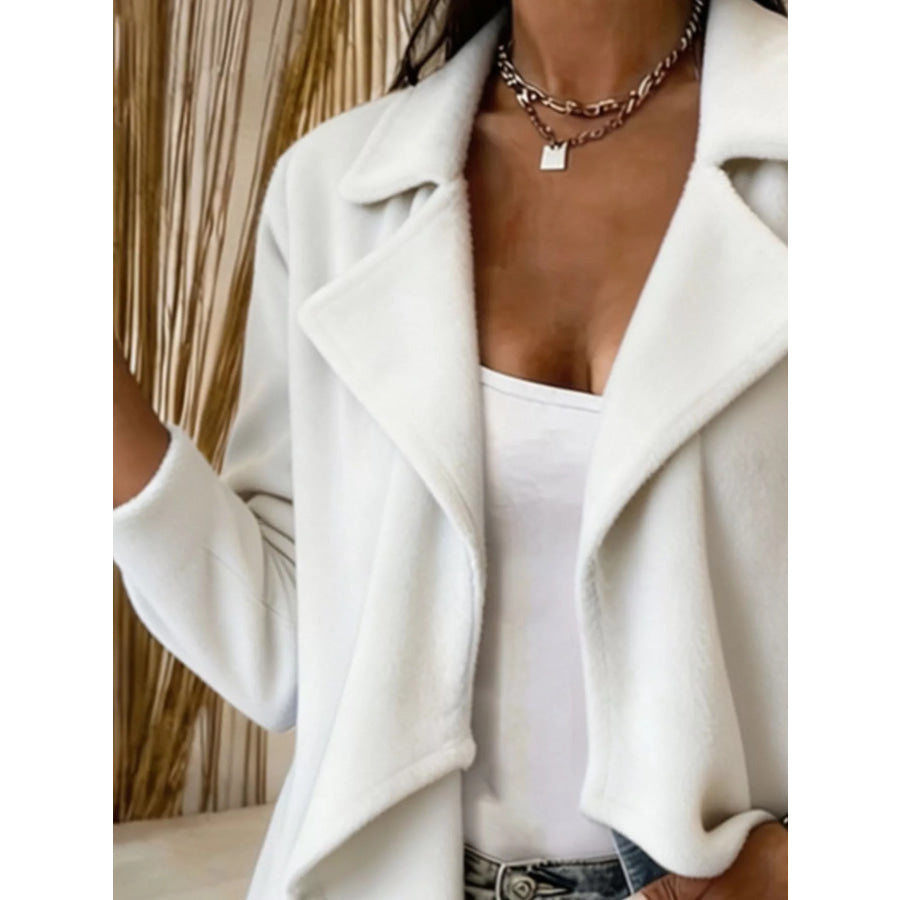 Full Size Fleece Waterfall Collar Outerwear Plus Apparel and Accessories