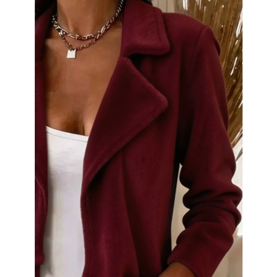 Full Size Fleece Waterfall Collar Outerwear Plus Apparel and Accessories