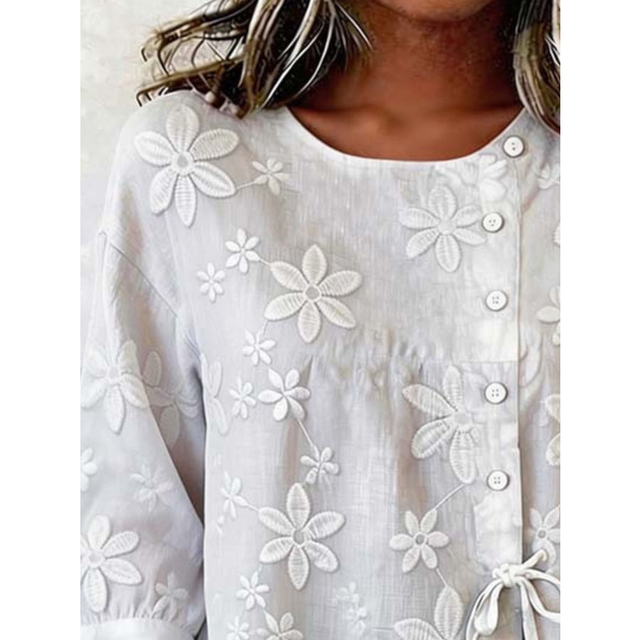 Full Size Floral Embroidered Button-Down Shirt Plus Size Apparel and Accessories