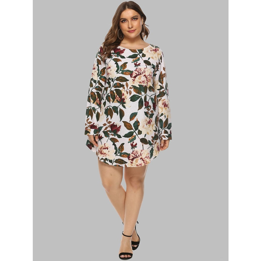 Full Size Floral Long Sleeve Mini Dress