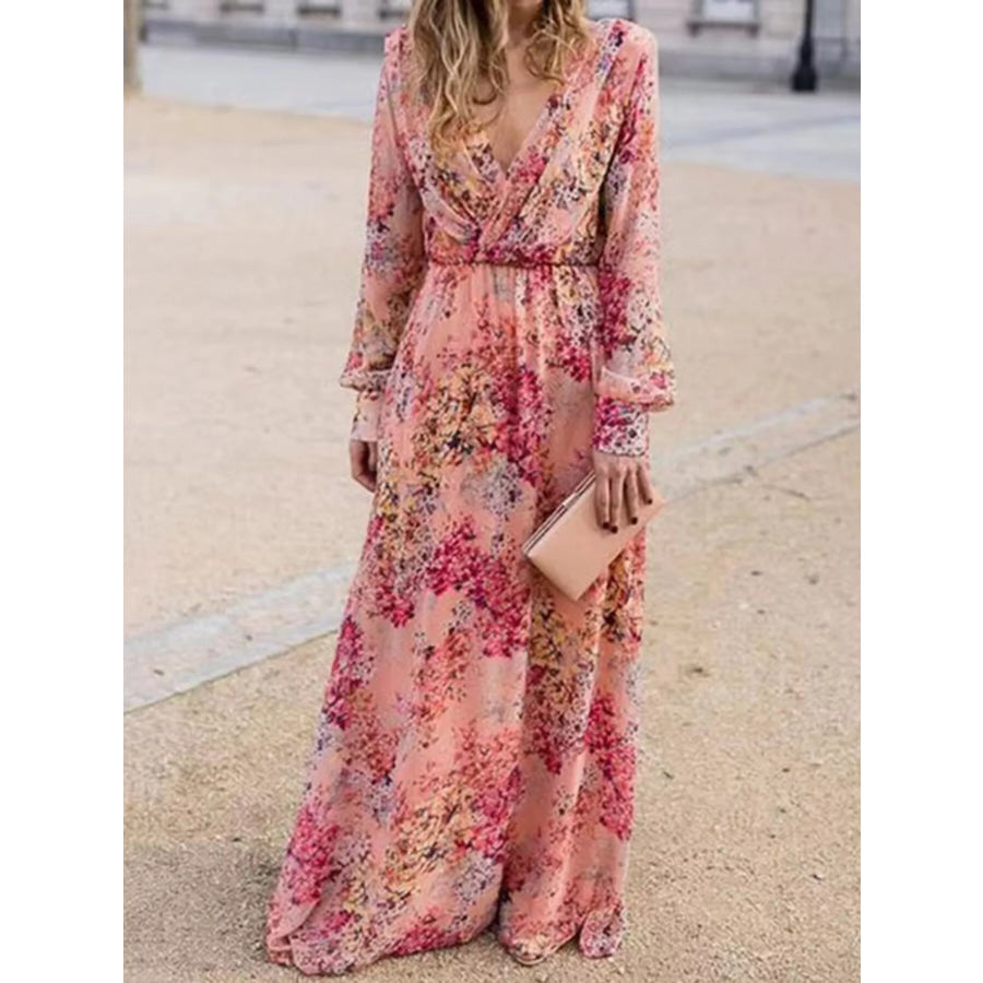 Full Size Floral Print Long Sleeve Maxi Dress Plus Size Apparel and Accessories