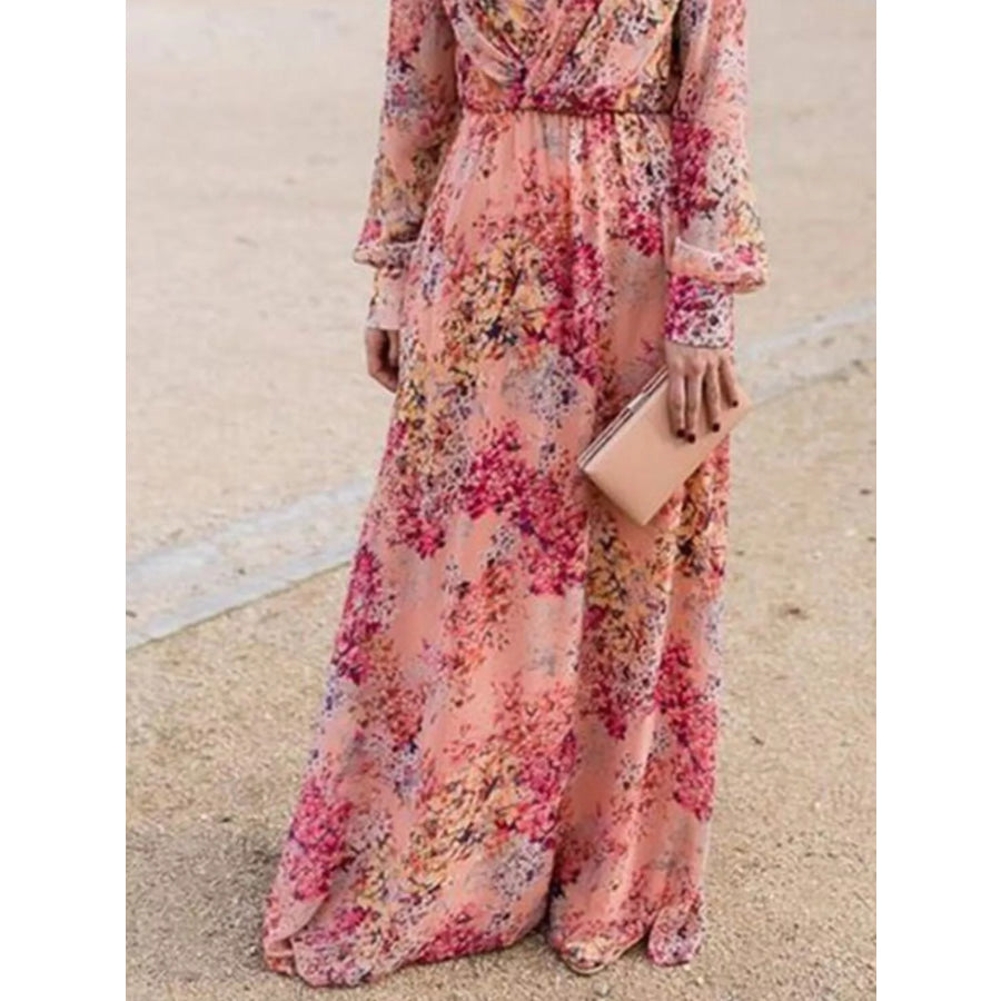 Full Size Floral Print Long Sleeve Maxi Dress Plus Size Apparel and Accessories