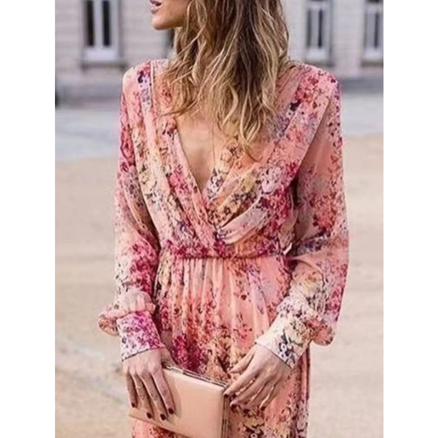 Full Size Floral Print Long Sleeve Maxi Dress Plus Size Apparel and Accessories