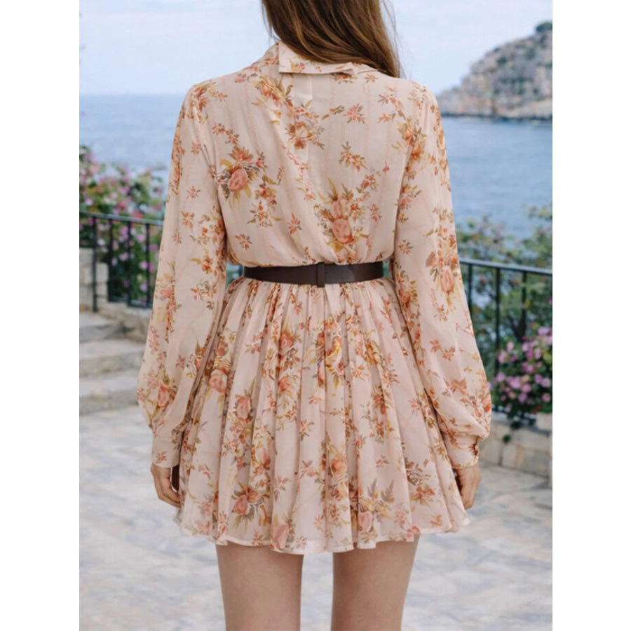 Full Size Floral Print Long Sleeve Shirt Dress Plus Size Apparel and Accessories