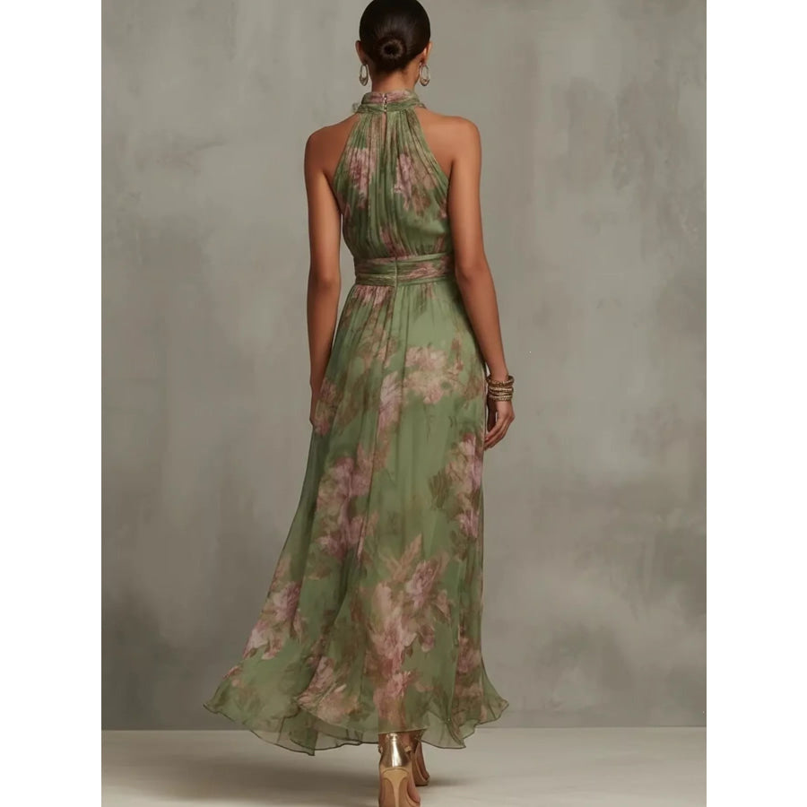 Full Size Floral Print Sleeveless Maxi Dress Plus Size Apparel and Accessories