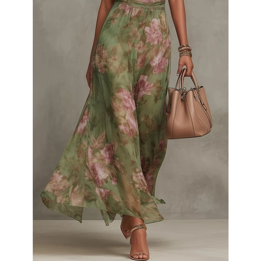Full Size Floral Print Sleeveless Maxi Dress Plus Size Apparel and Accessories