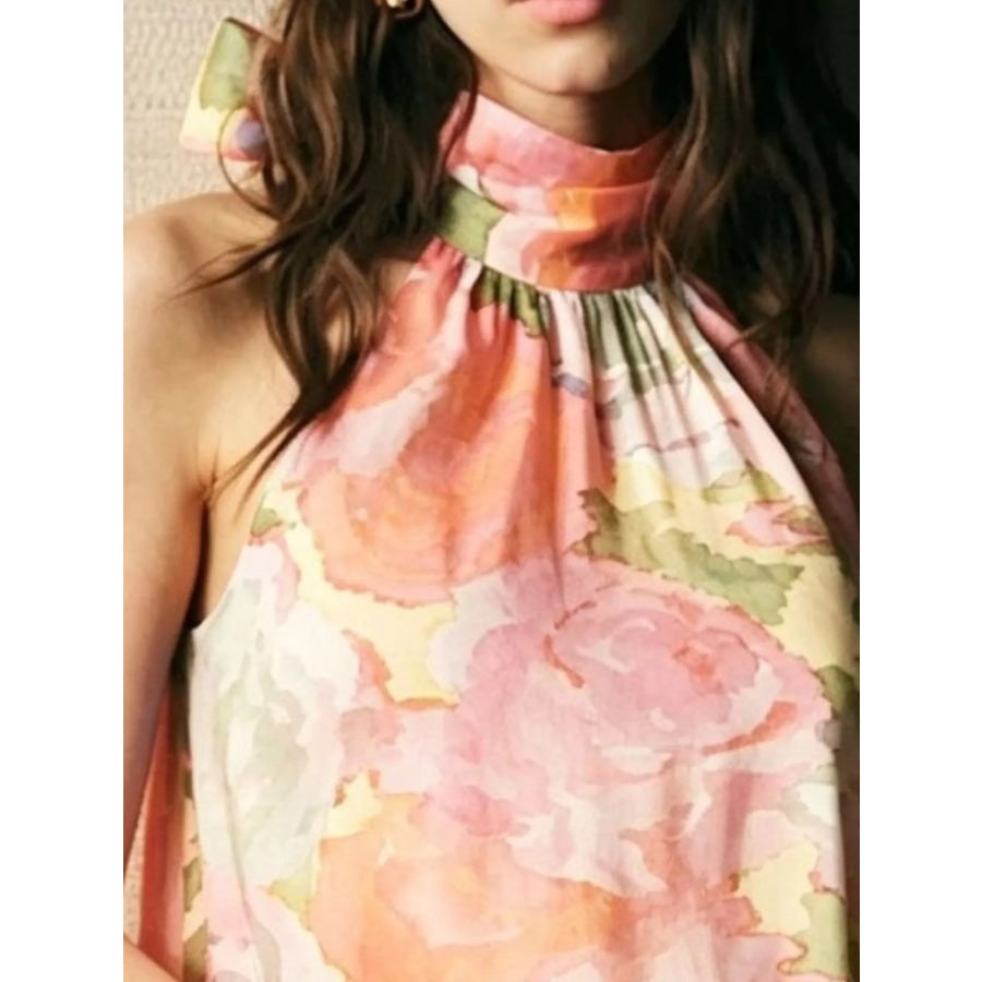 Full Size Floral Print Sleeveless Mini Dress Plus Apparel and Accessories