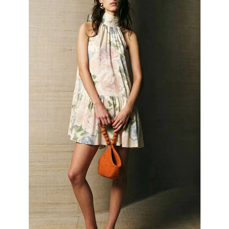 Full Size Floral Print Sleeveless Mini Dress Plus Apparel and Accessories