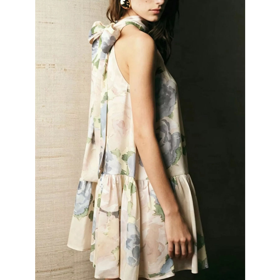 Full Size Floral Print Sleeveless Mini Dress Plus Apparel and Accessories