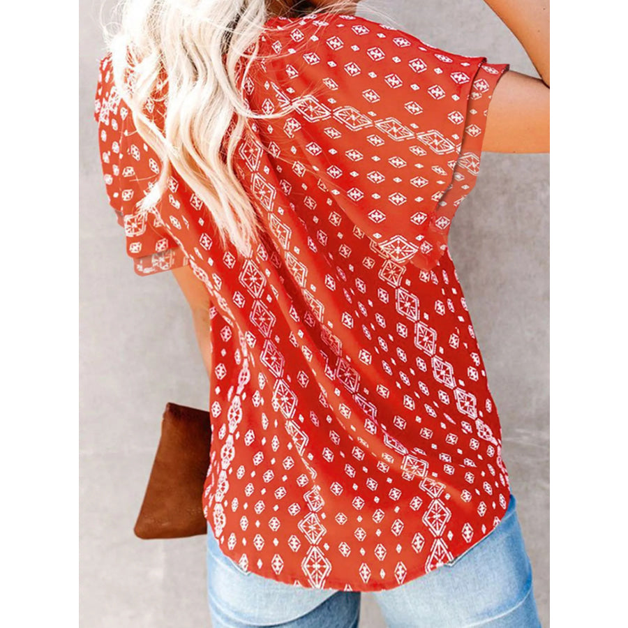 Full Size Floral Print V-Neck Shirt Plus Size Apparel and Accessories