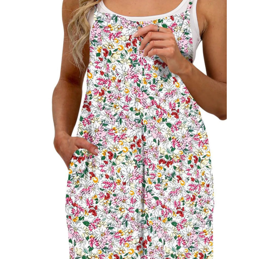 Full Size Floral Print Wide Leg Casual Jumpsuit Plus Size Apparel and Accessories