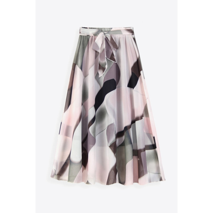 Full Size Floral Tie-Waist Skirt Blush Pink / S