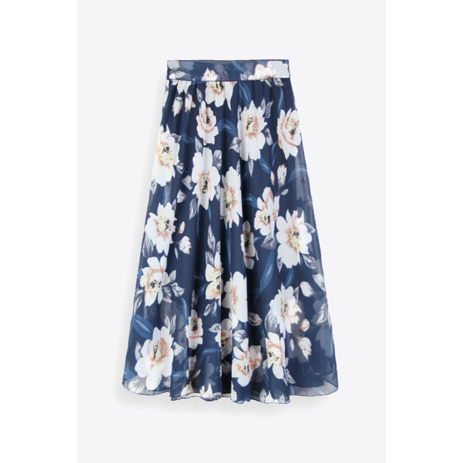 Full Size Floral Tie-Waist Skirt