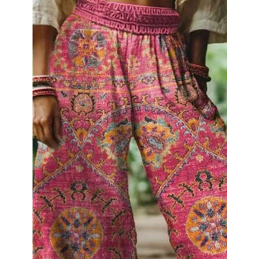 Full Size Floral Wide-Leg Pants Plus Size Apparel and Accessories