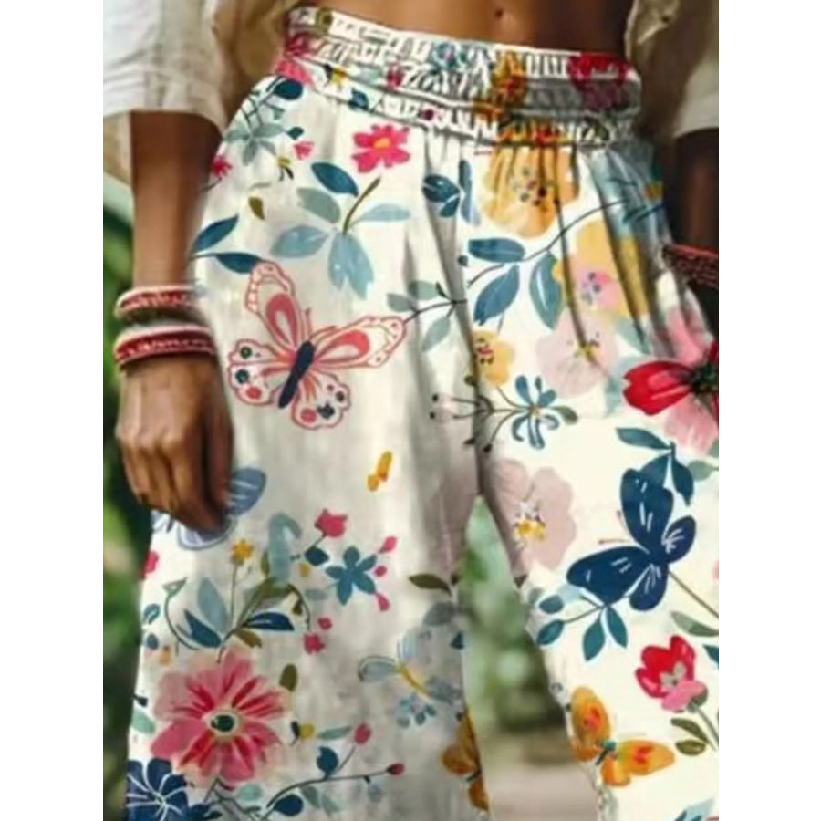 Full Size Floral Wide-Leg Pants Plus Size Apparel and Accessories
