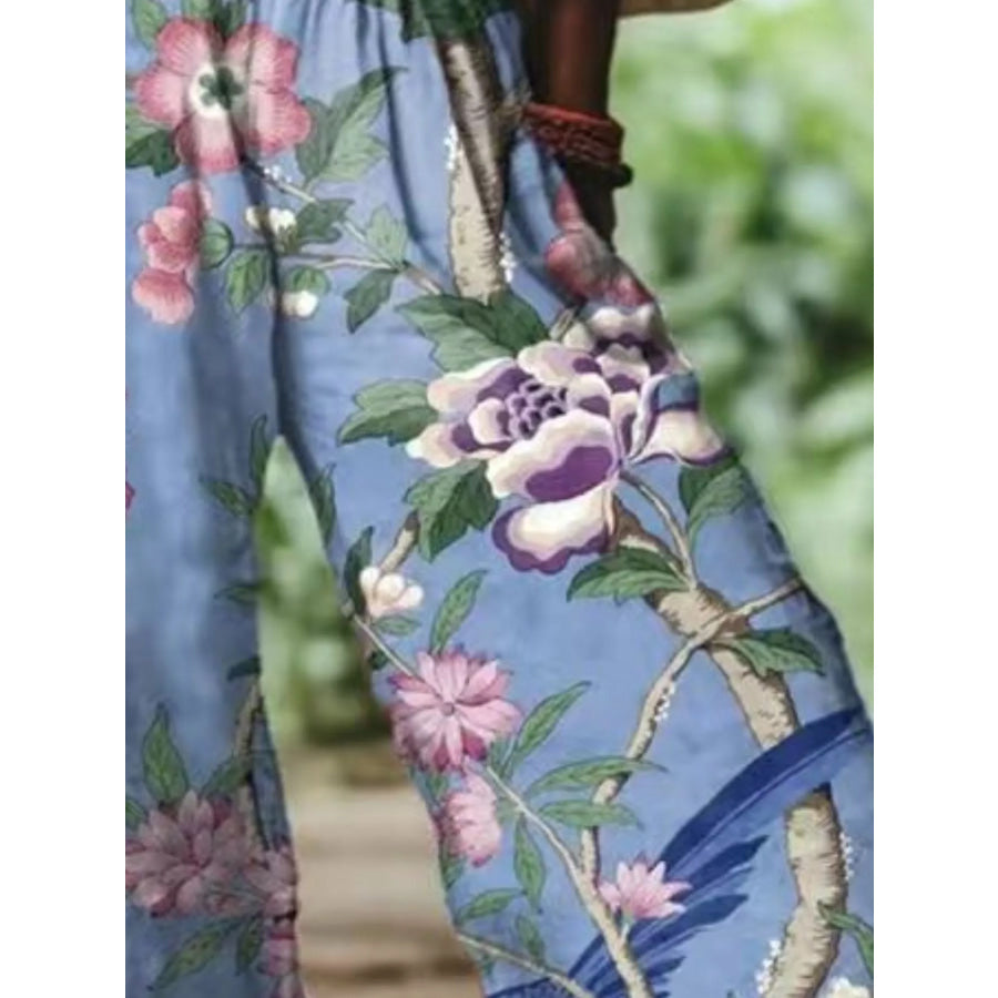 Full Size Floral Wide-Leg Pants Plus Size Apparel and Accessories