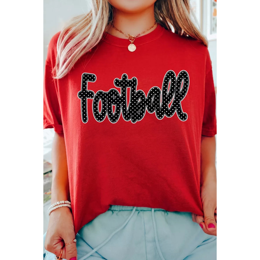Full Size Football Polka Dot Letter Graphic Game Day T Shirt Plus Size Apparel and Accessories