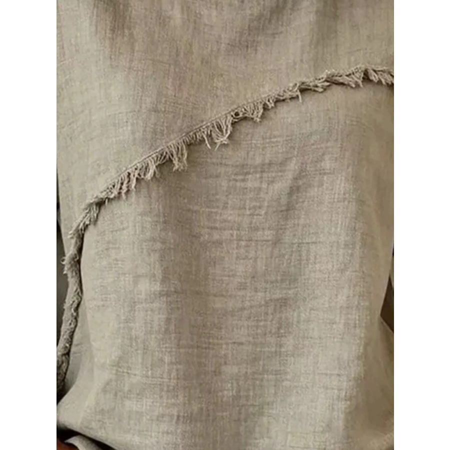 Full Size Frayed Hem Short Sleeve Top Plus Size Apparel and Accessories