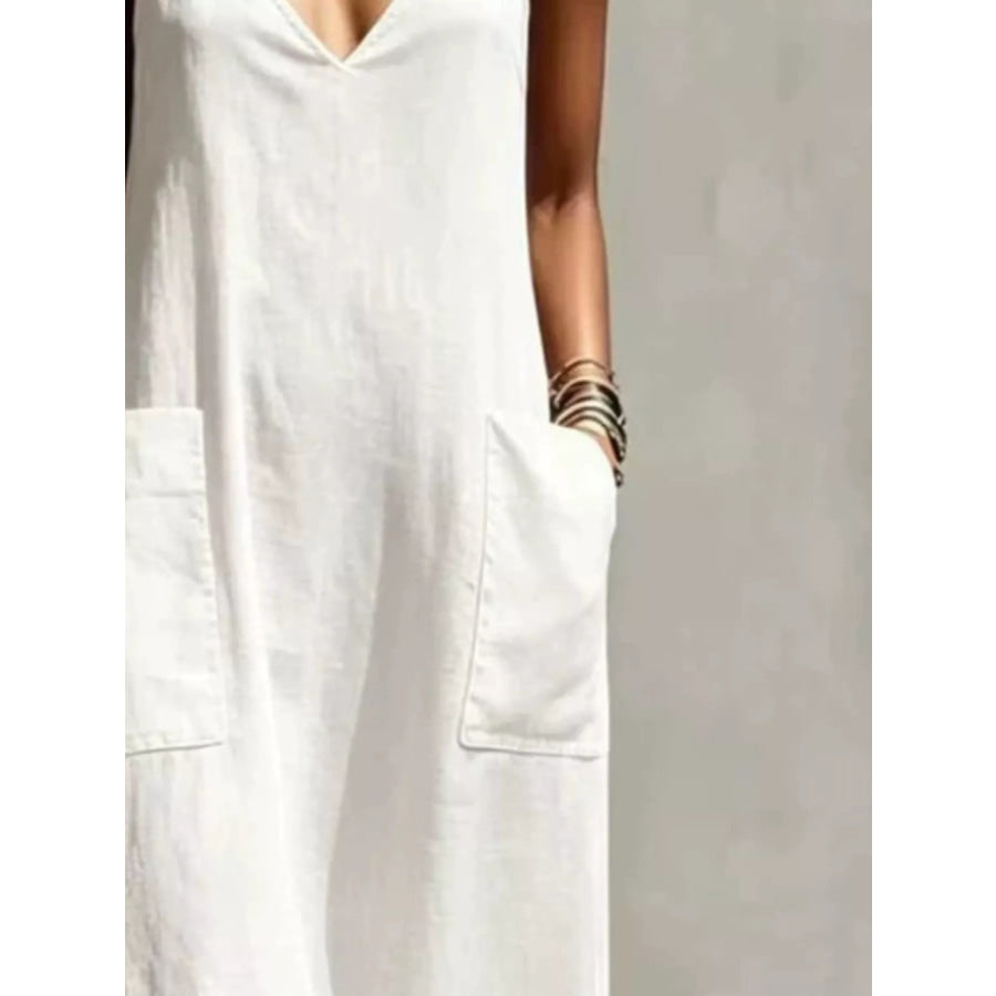 Full Size Fringe Spaghetti Strap V-Neck Dress Plus Size Apparel and Accessories