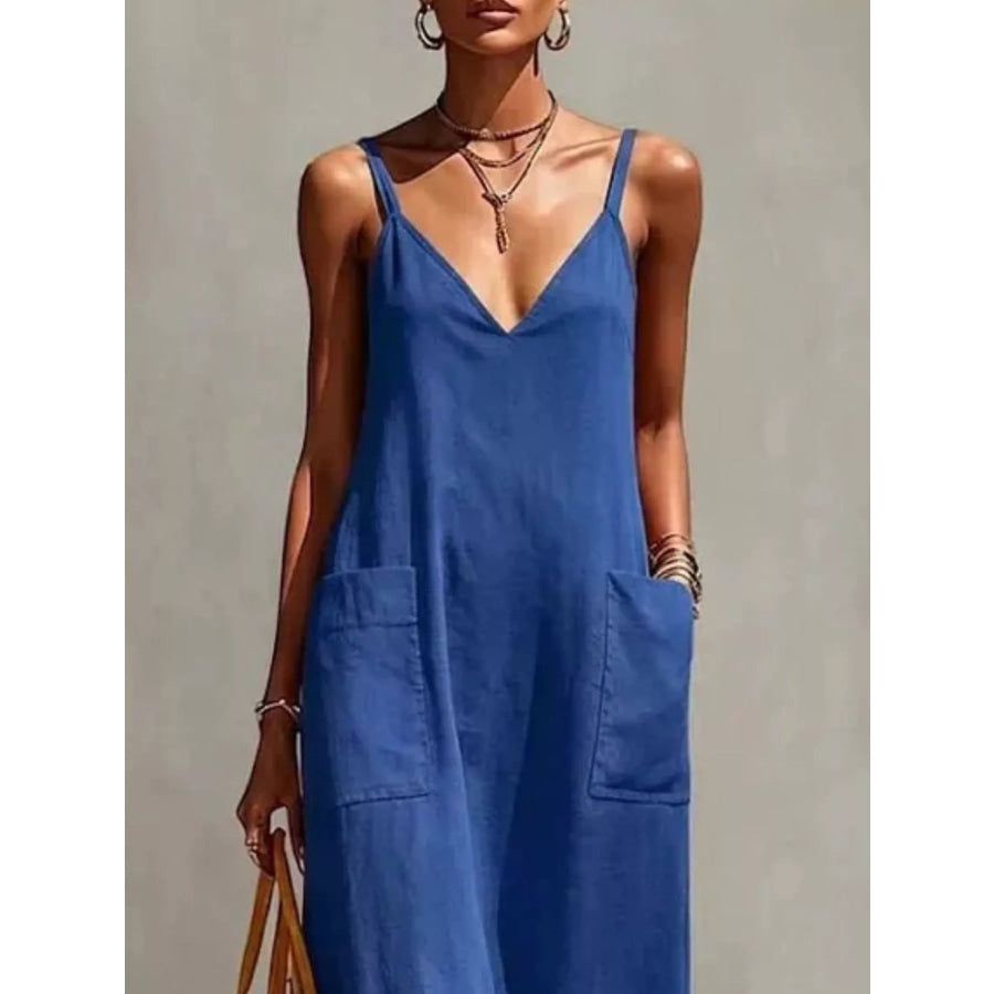 Full Size Fringe V-Neck Spaghetti Strap Dress Plus Size Apparel and Accessories