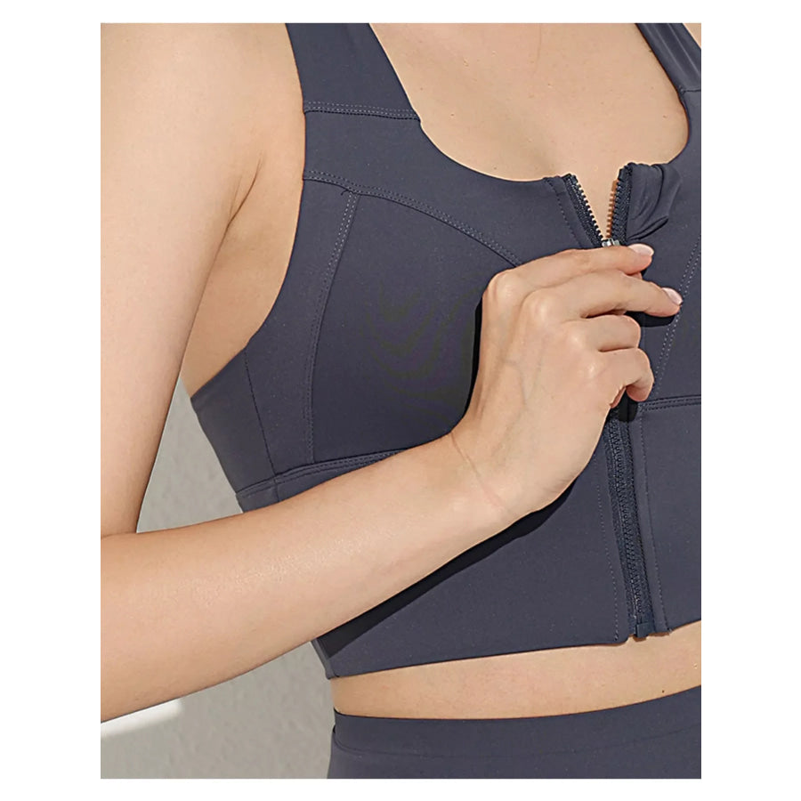 Full Size Front-Zip Active Tank Plus Size Apparel and Accessories