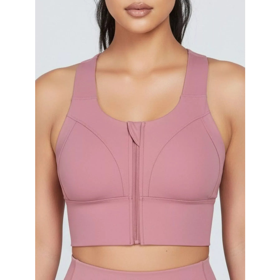 Full Size Front-Zip Active Tank Plus Size Pink / S Apparel and Accessories