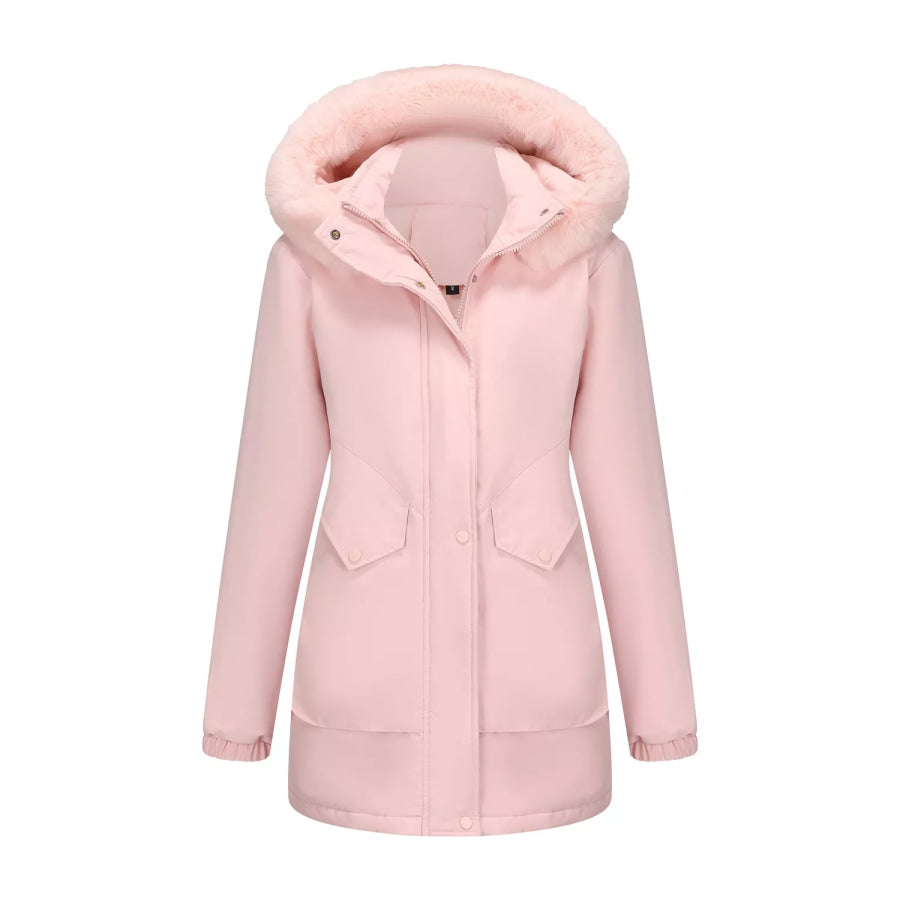 Full Size Fur Hooded Warm Winter Parka Outerwear Plus Size Apparel and Accessories