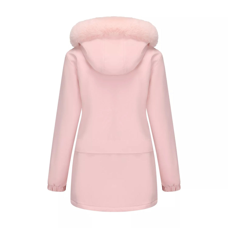 Full Size Fur Hooded Warm Winter Parka Outerwear Plus Size Apparel and Accessories
