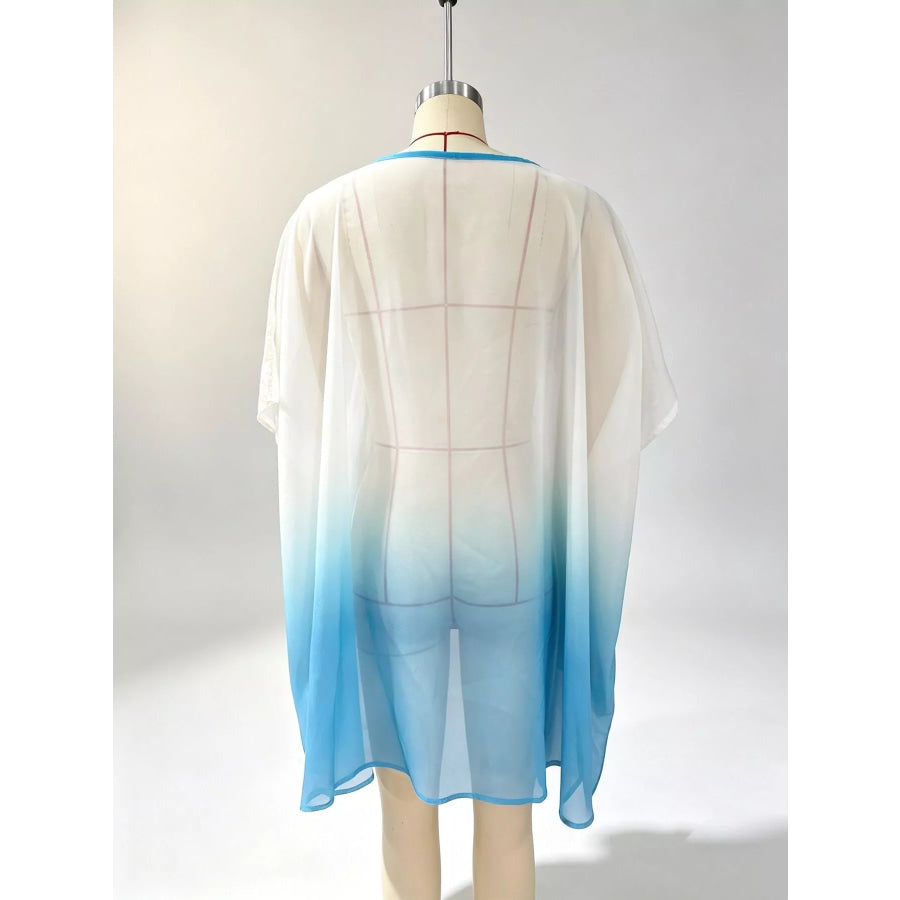 Full Size Gradient Flowy Batwing Sleeve Blouse Plus Apparel and Accessories