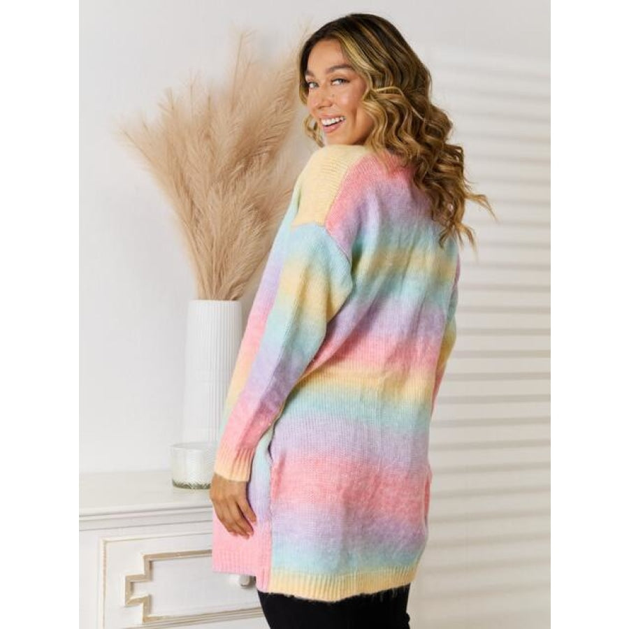 Full Size Gradient Open Front Cardigan Clothing