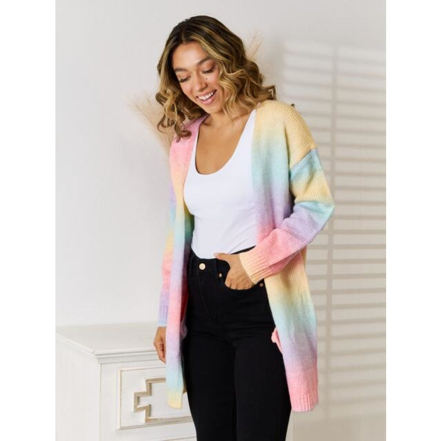 Full Size Gradient Open Front Cardigan Clothing