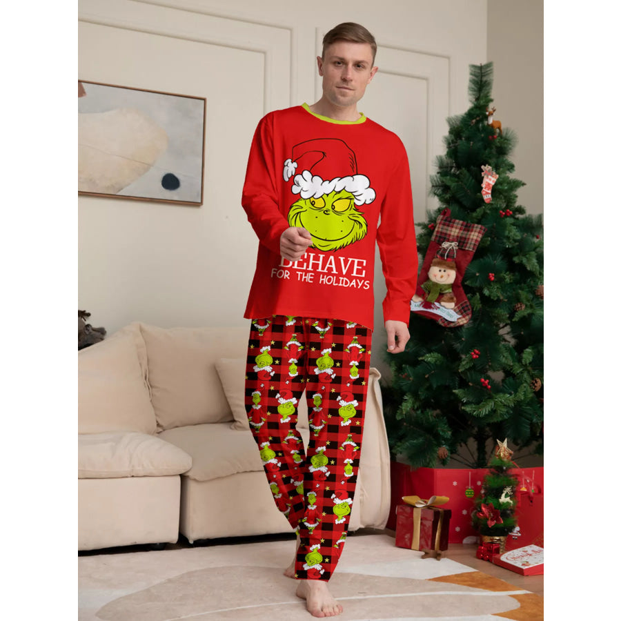 Full Size Grinch Themed Matching Family Christmas Pajama Set Plus Dad / S Apparel and Accessories