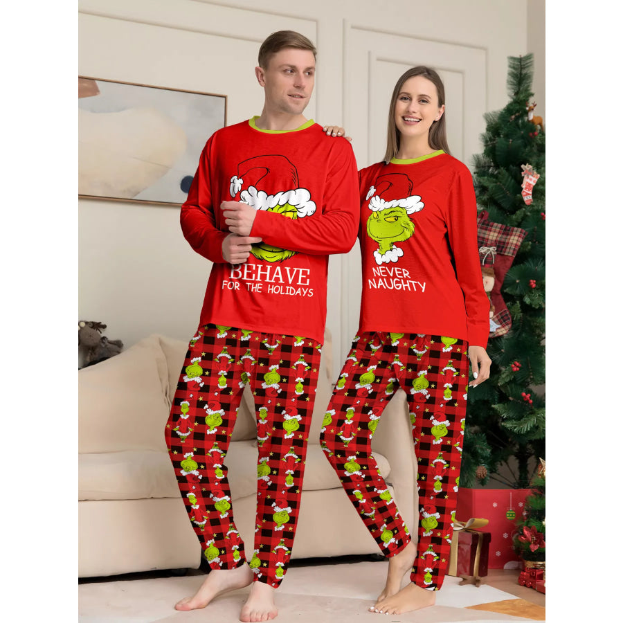 Full Size Grinch Themed Matching Family Christmas Pajama Set Plus Mom / S Apparel and Accessories