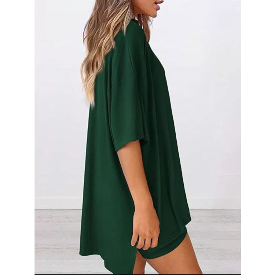 Full Size Half Sleeve T-Shirt and Shorts Set Plus Size Apparel and Accessories