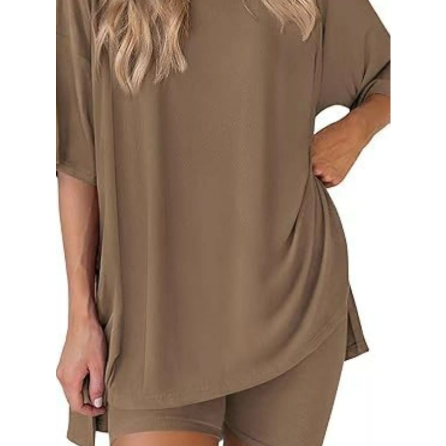 Full Size Half Sleeve T-Shirt and Shorts Set Plus Size Apparel and Accessories