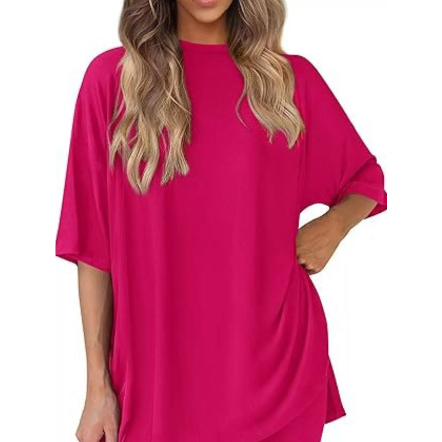 Full Size Half Sleeve T-Shirt and Shorts Set Plus Size Apparel and Accessories