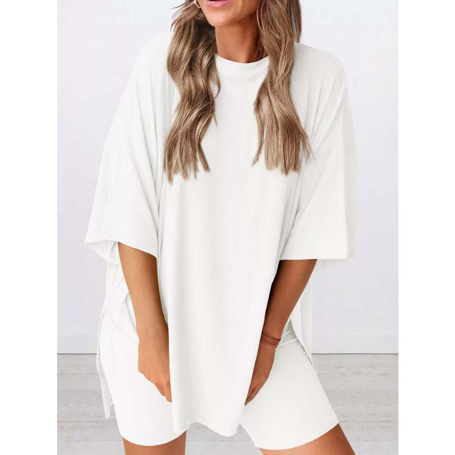 Full Size Half Sleeve T-Shirt and Shorts Set Plus Size Apparel and Accessories
