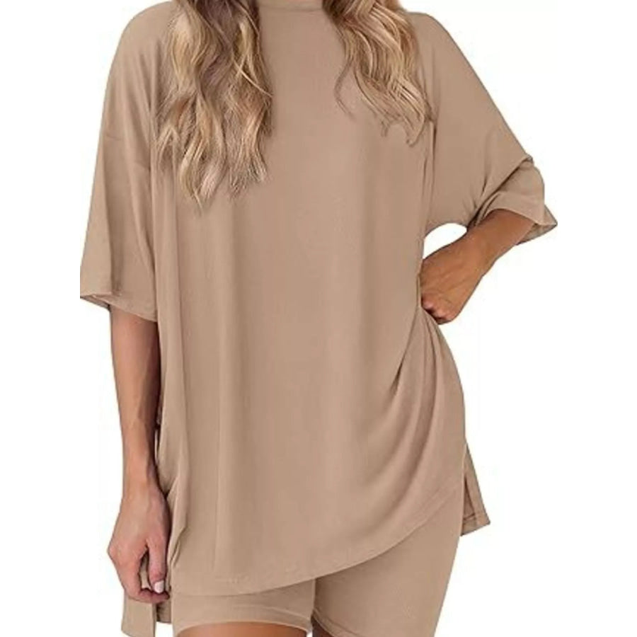 Full Size Half Sleeve T-Shirt and Shorts Set Plus Size Apparel and Accessories